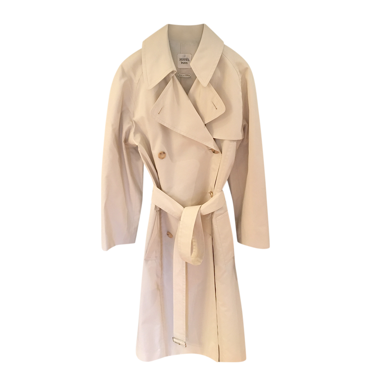 Hermes silk and cotton blend light beige raincoat Size S Beige/Nude