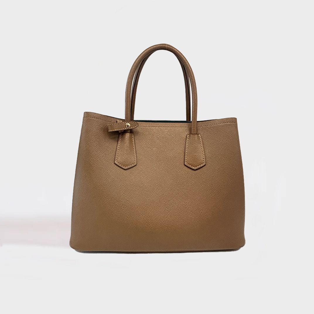 Preowned Prada Brown Saffiano Leather Double Tote Bag