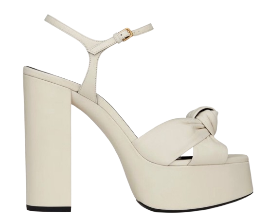 Saint Laurent Cream Leather Bianca Sandal Size 36 pearl