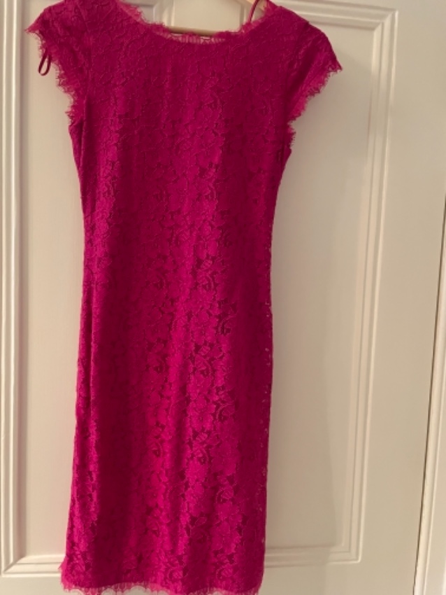 DVF Hot Orchid Barbara Lace Dress Size XS Pink