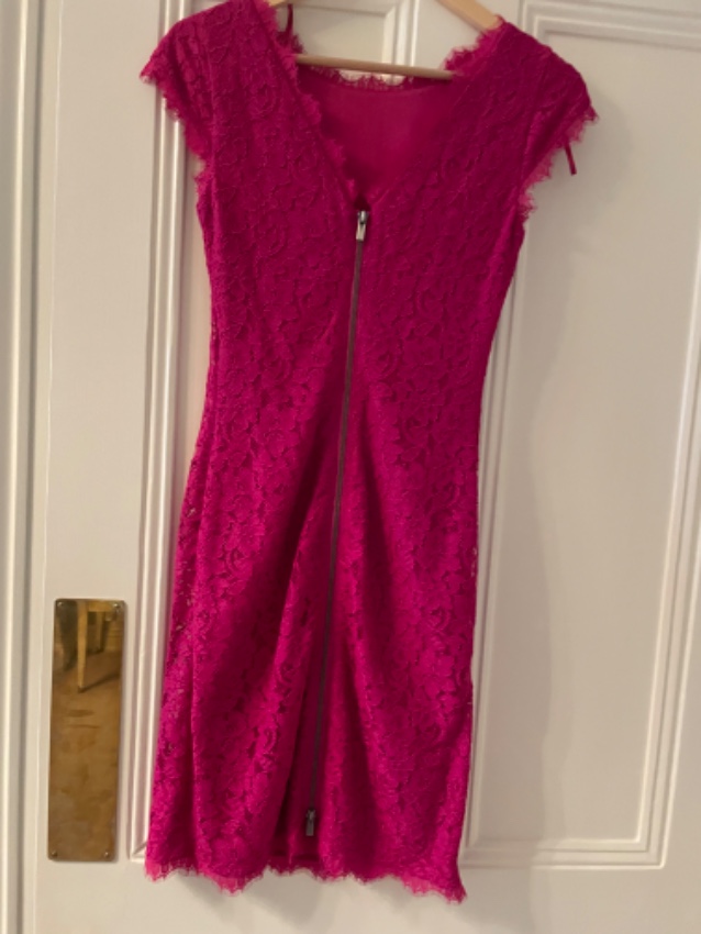 DVF Hot Orchid Barbara Lace Dress Size XS Pink