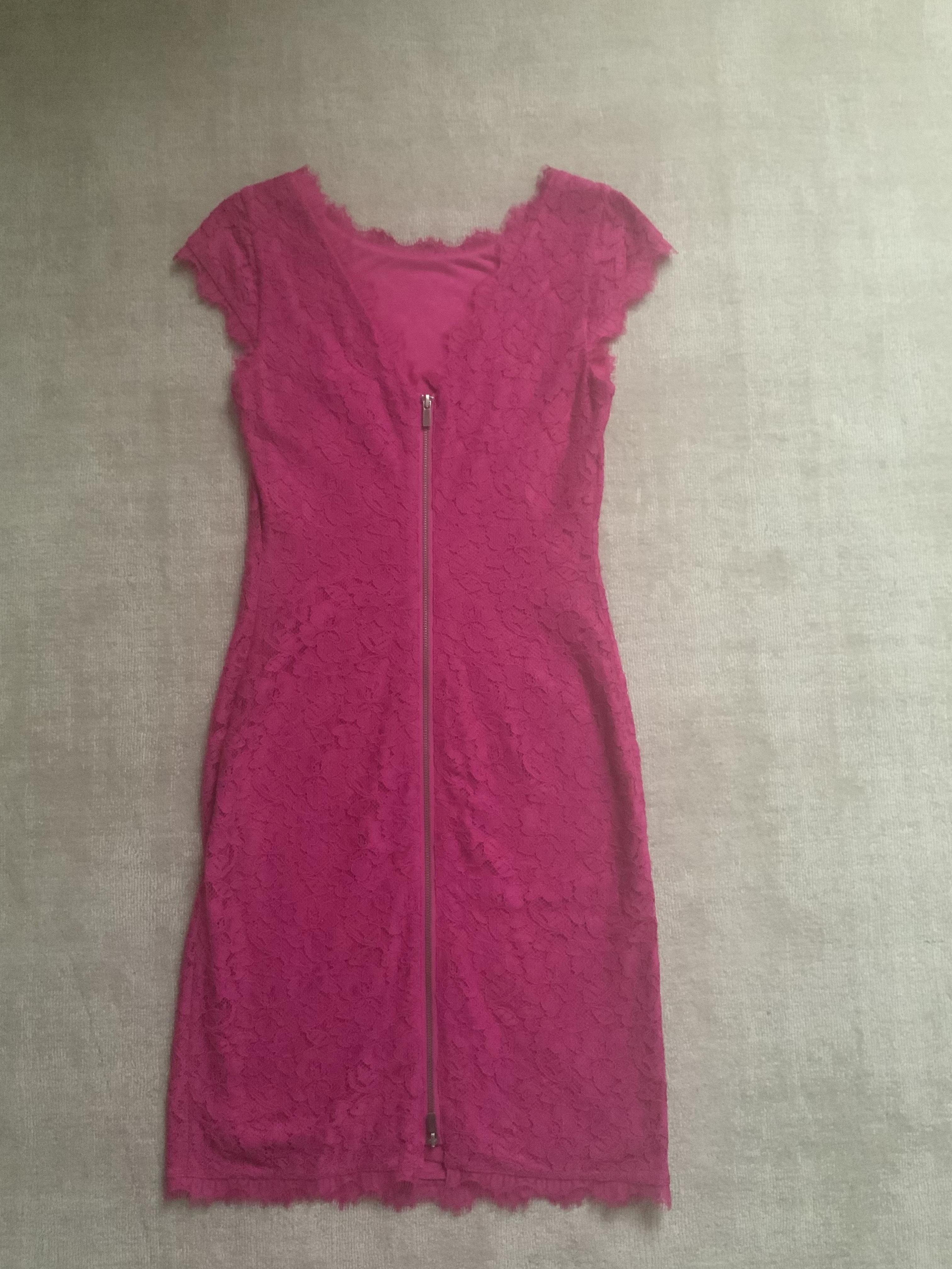 DVF Hot Orchid Barbara Lace Dress Size XS Pink