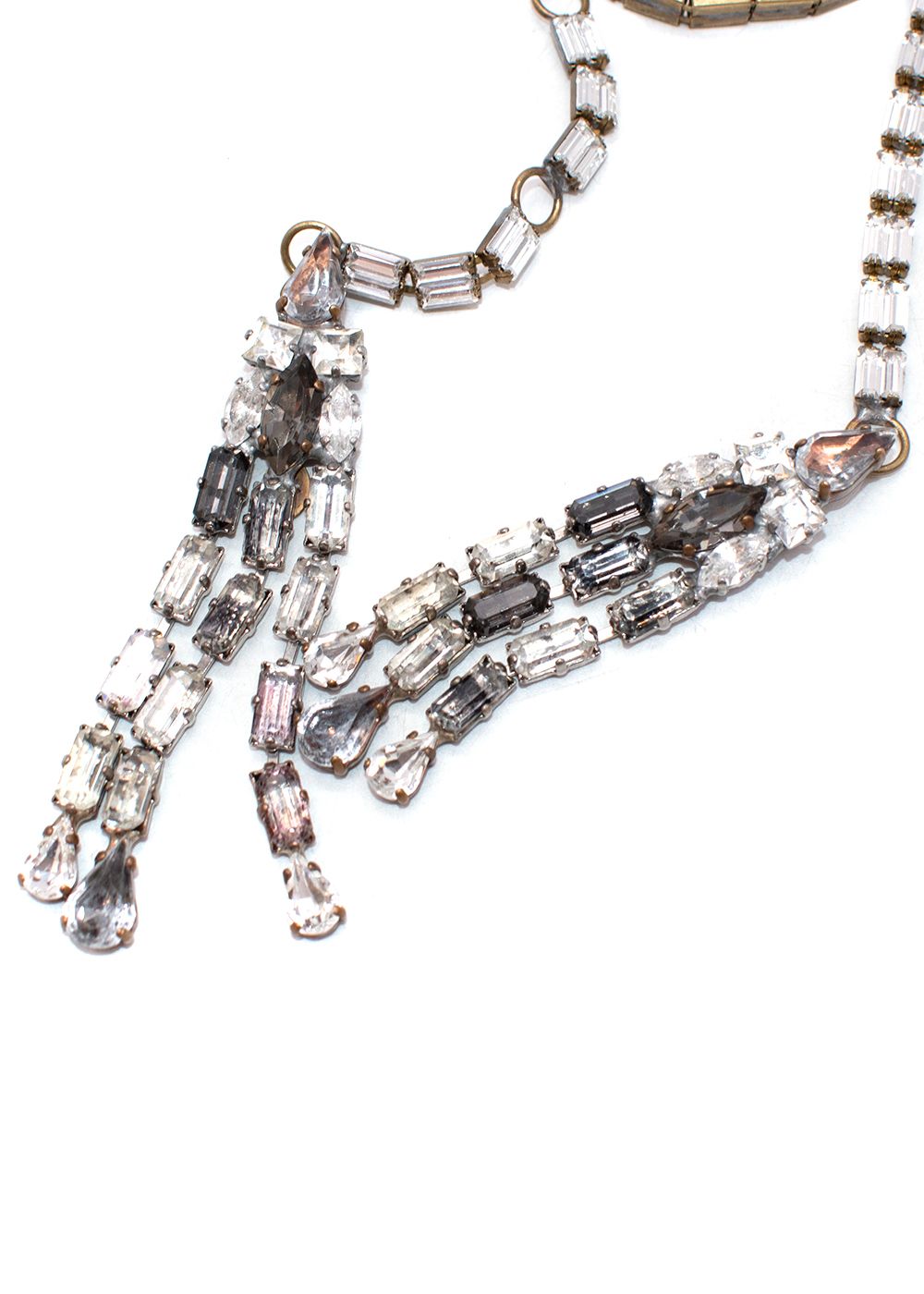 Preowned Julie De Libran Crystal Embellished Scarf Necklace Grey / Bronze / Silver other