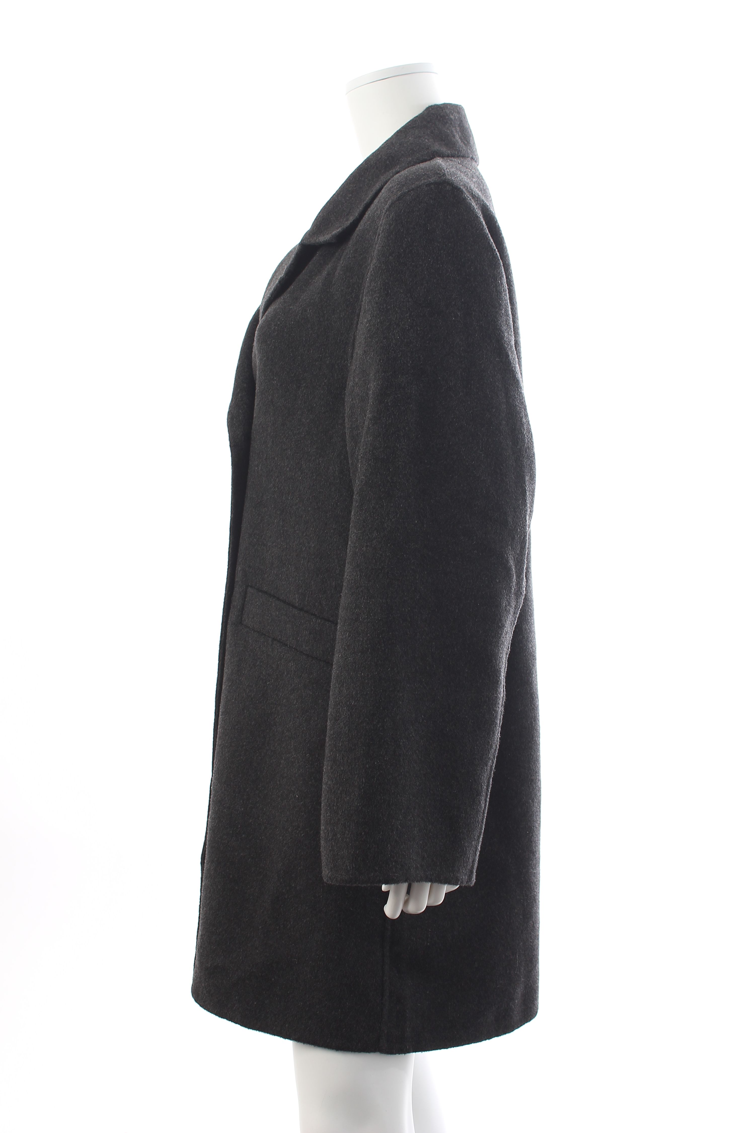 Preowned Ganni Charcoal Grey Double Breasted Wool Coat Size S recycled wool/recycled polyester/viscose