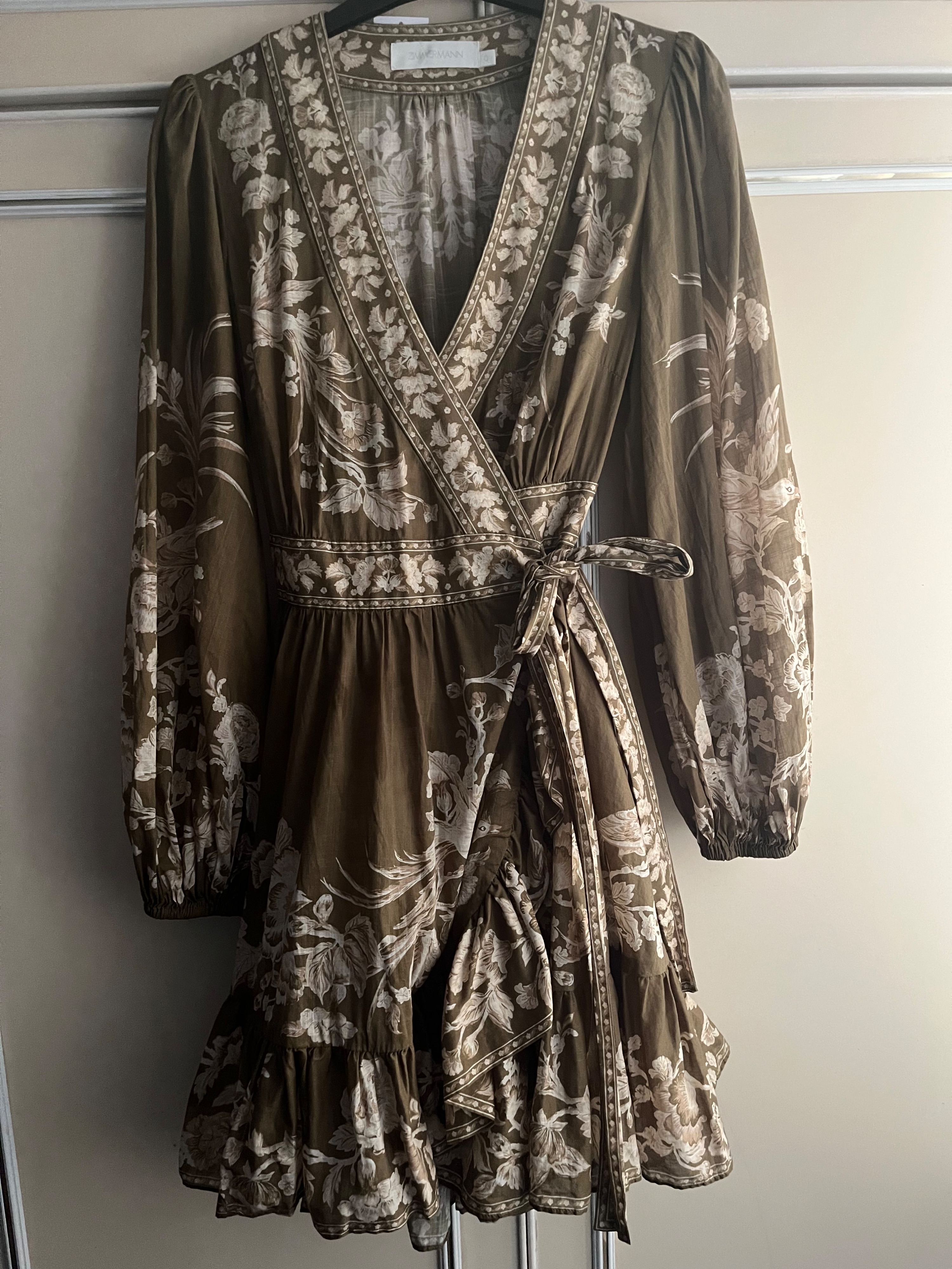 Zimmermann Khaki Anneke Wrap Dress Size XS