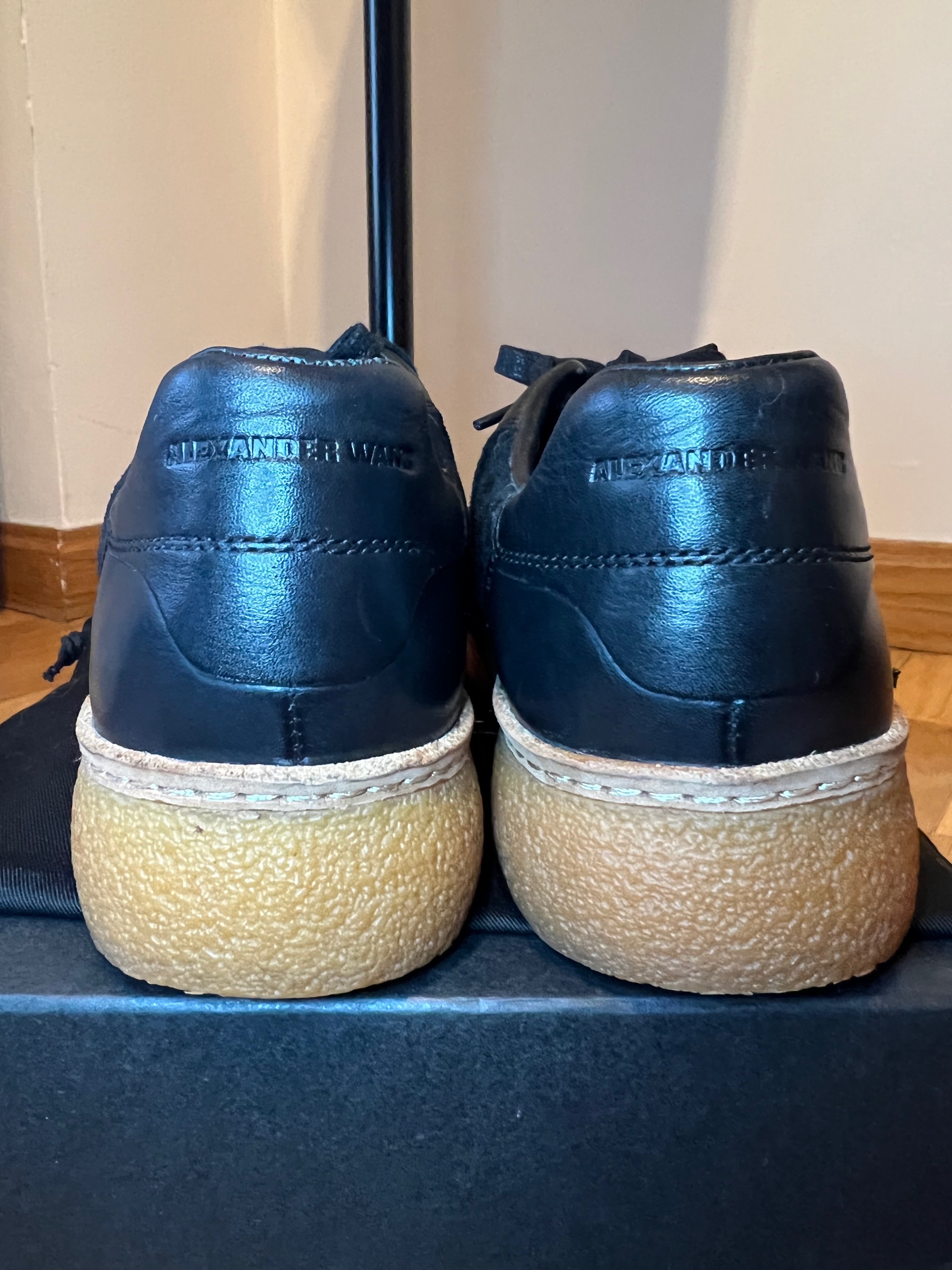 Alexander Wang Black Leather  Suede Crepe Sole Trainers Size 38