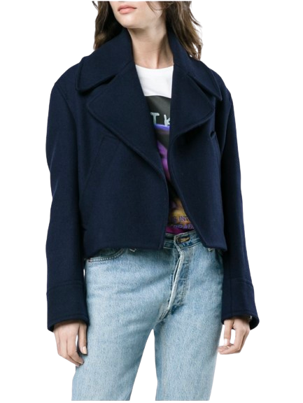 Golden Goose Navy Mena  Cropped Wool Jacket Size XS