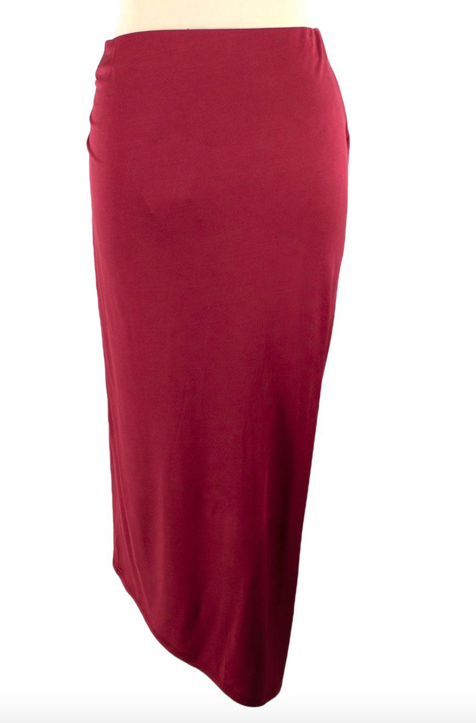 Louisa Ballou Burgundy Coastline Midi Skirt Size M viscose