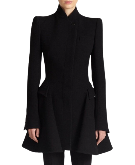 Preowned Alexander McQueen Black Double Breasted Fit  Flare Coat Size S acetate/rayon