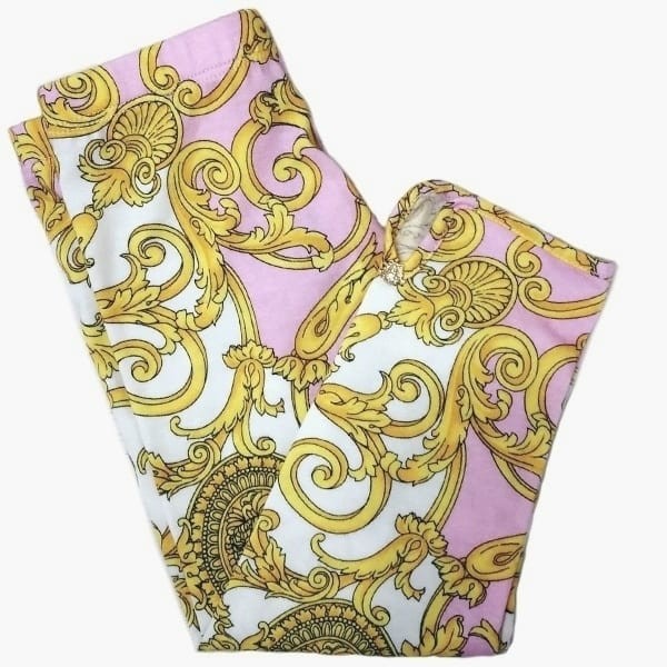 Boys Young Versace Kids 24M Medusa Pink  Gold Top  Trousers Size 18-24 Months Yellow cotton