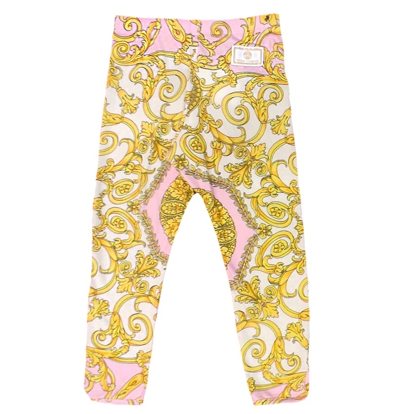 Boys Young Versace Kids 24M Medusa Pink  Gold Top  Trousers Size 18-24 Months Yellow cotton