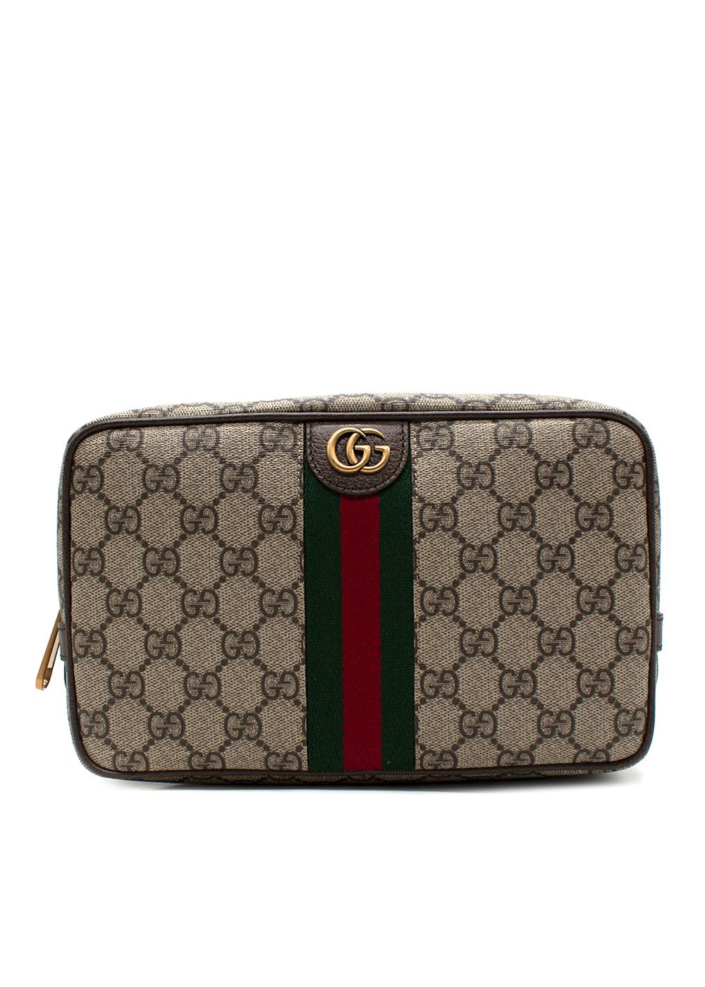 Gucci Savoy Toiletry Case with Web brown coated canvas