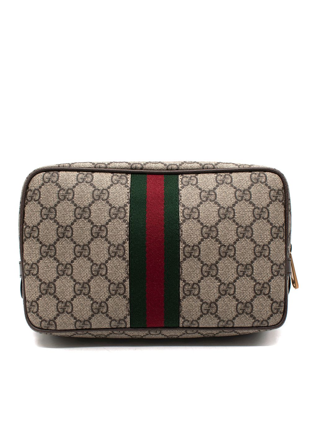 Gucci Savoy Toiletry Case with Web brown coated canvas