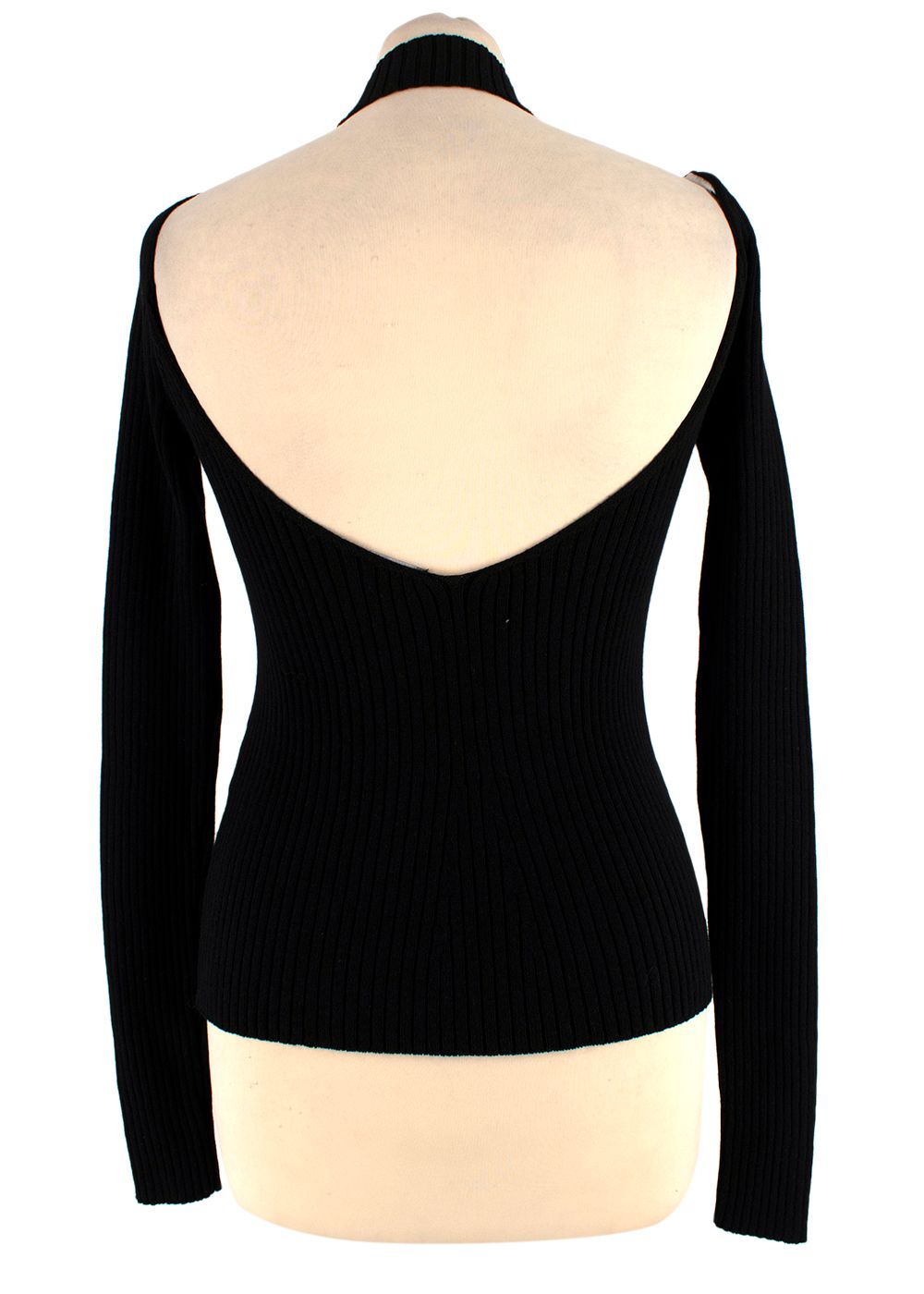 Preowned Awake Mode Black Ribbed Backless Top Size XS viscose