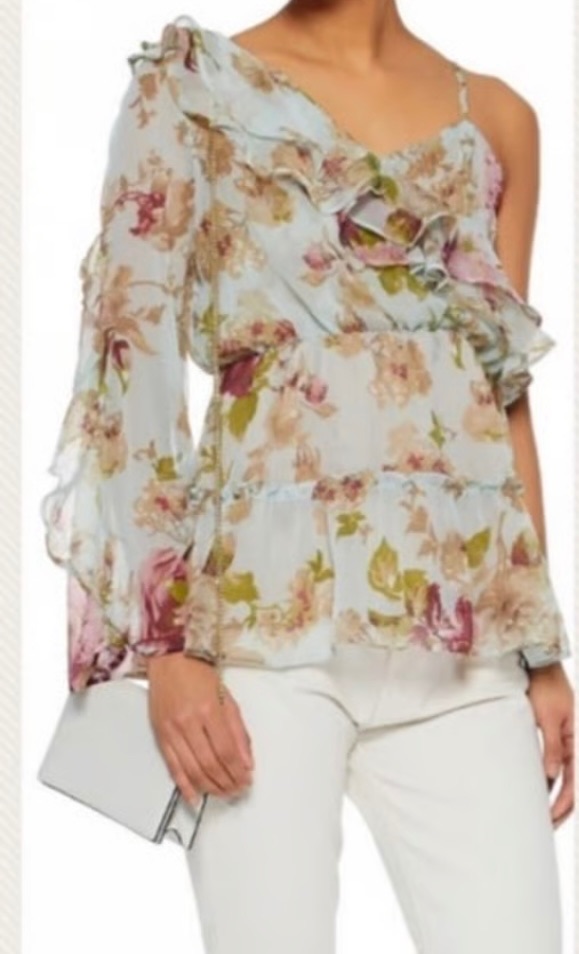 Walter Baker Floral One Shoulder Blouse Size M