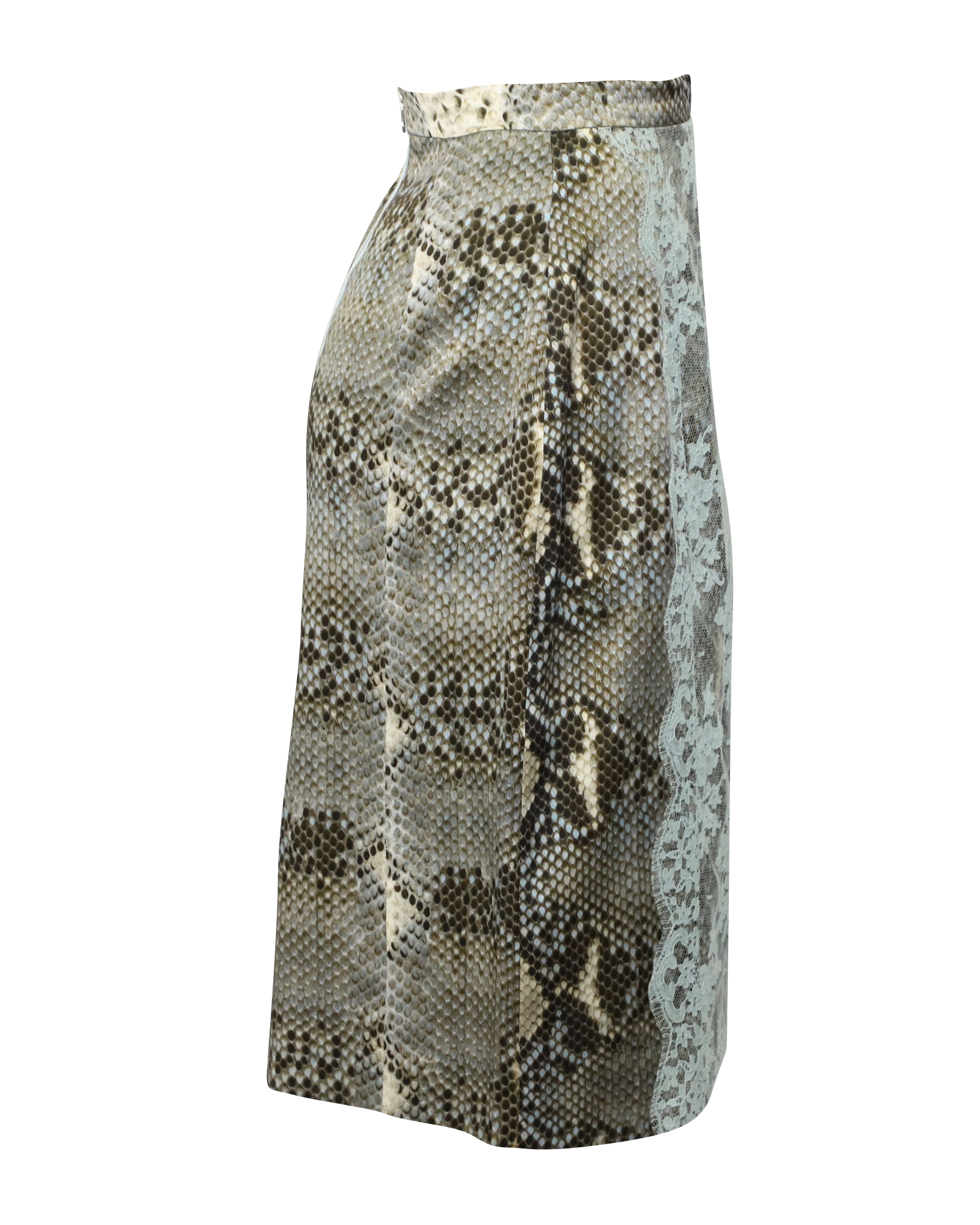 Preowned Erdem Snake print  lace pencil skirt Size XS grey viscose