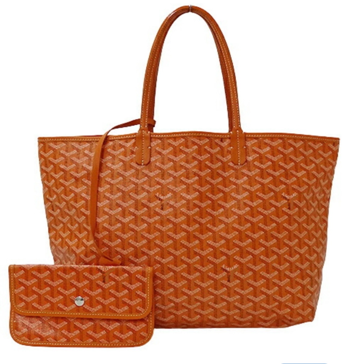 Preowned Goyard Orange Coated Canvas Saint Louis Tote Bag leather