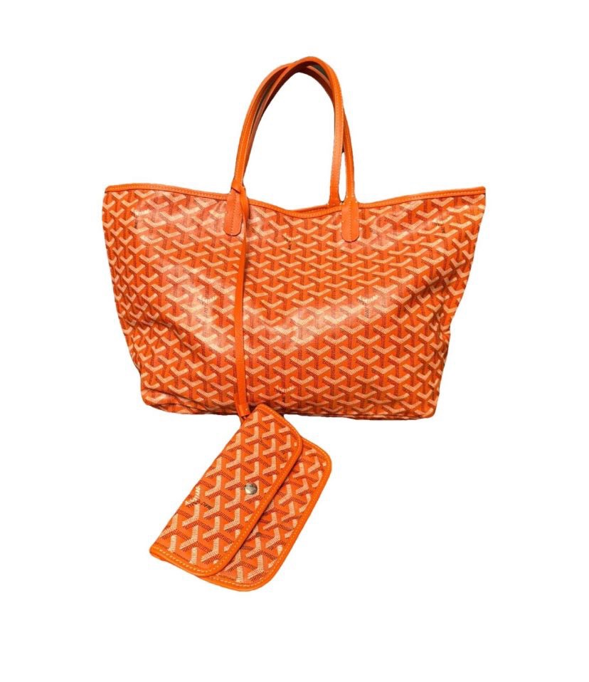 Preowned Goyard Orange Coated Canvas Saint Louis Tote Bag leather