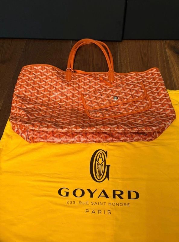 Preowned Goyard Orange Coated Canvas Saint Louis Tote Bag leather