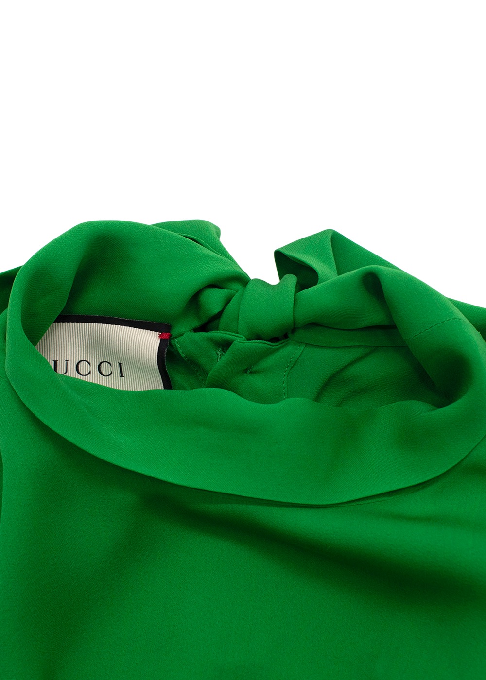 Preowned Gucci Green Pussybow Silk Blouse Size S