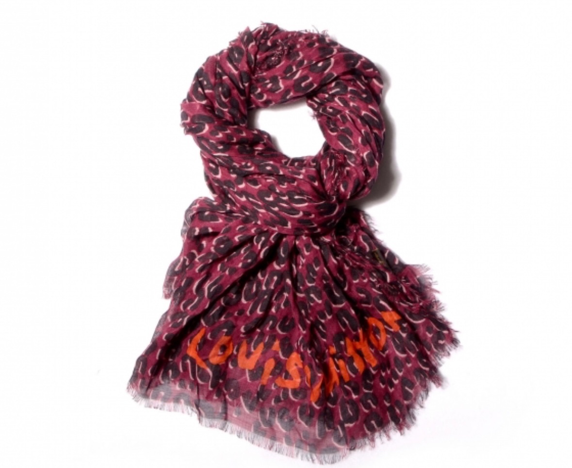 Louis Vuitton x Stephen Sprouse Burgundy Leopard Print Scarf Burgundy/Black cashmere/silk