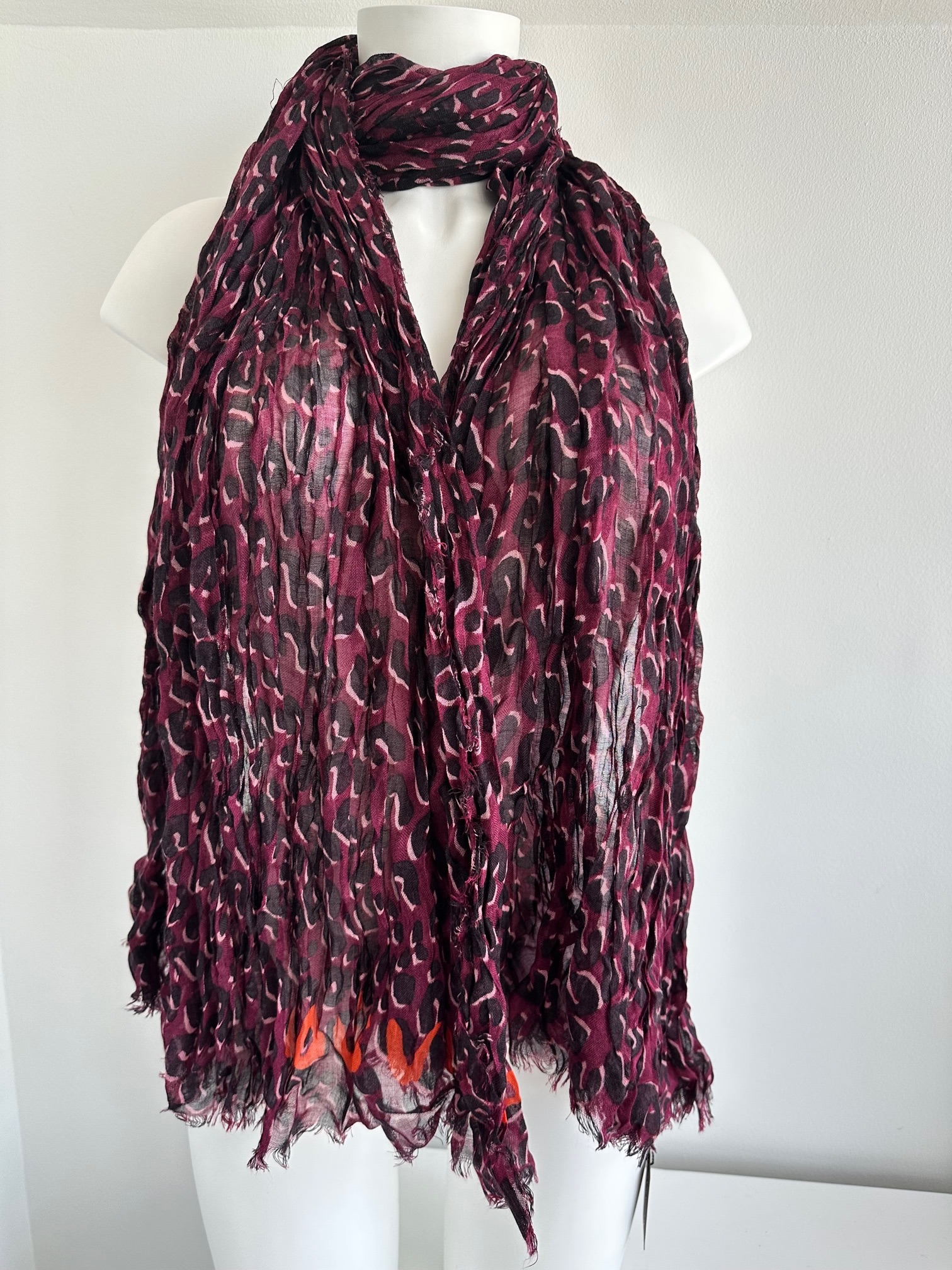 Louis Vuitton x Stephen Sprouse Burgundy Leopard Print Scarf Burgundy/Black cashmere/silk