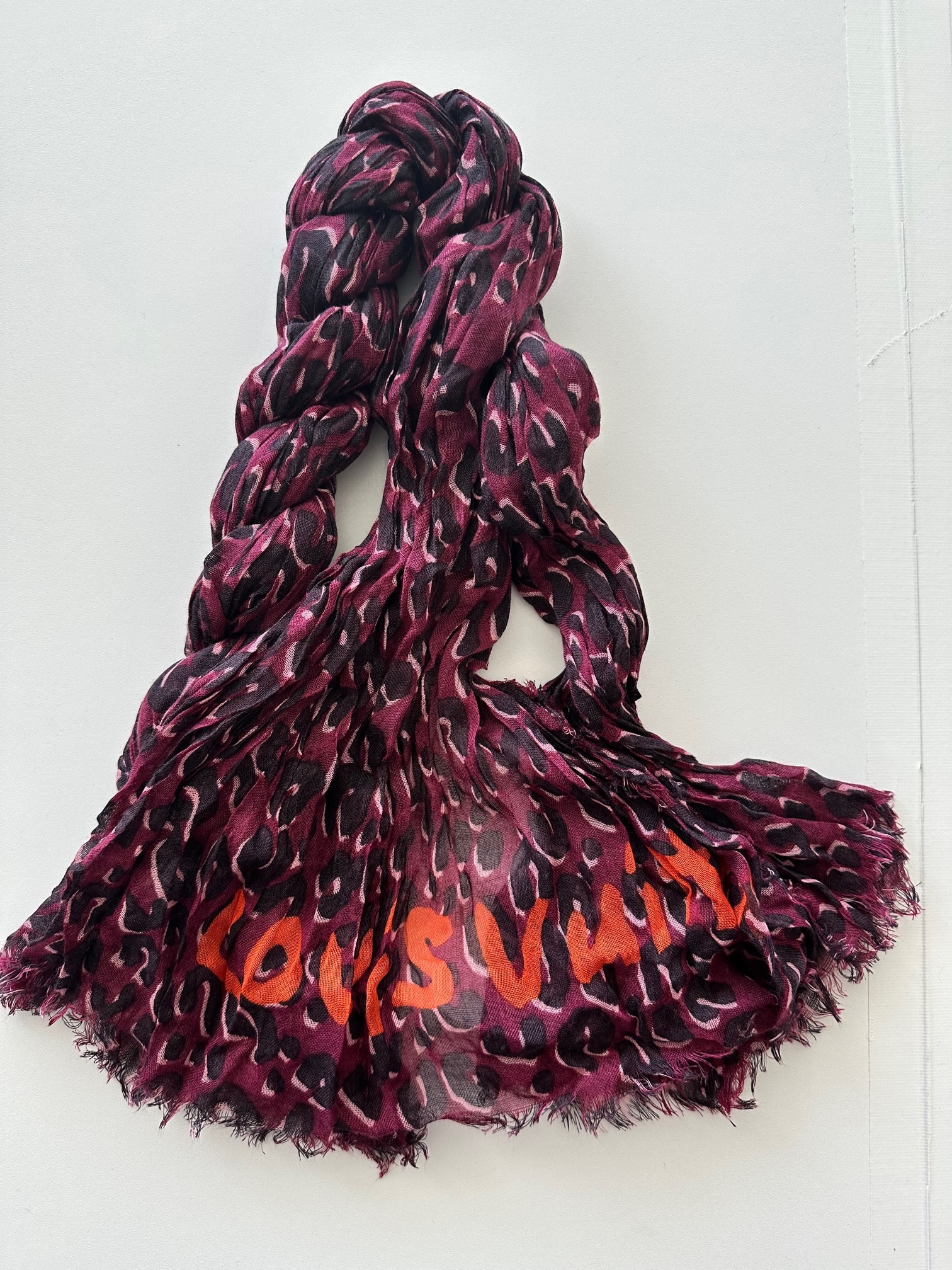 Louis Vuitton x Stephen Sprouse Burgundy Leopard Print Scarf Burgundy/Black cashmere/silk