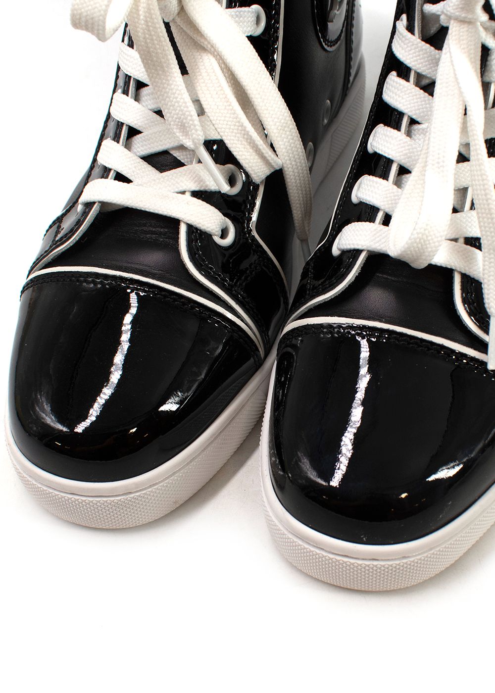 Christian Louboutin Black Patent Leather Fun Louis High top Sneakers Size 37