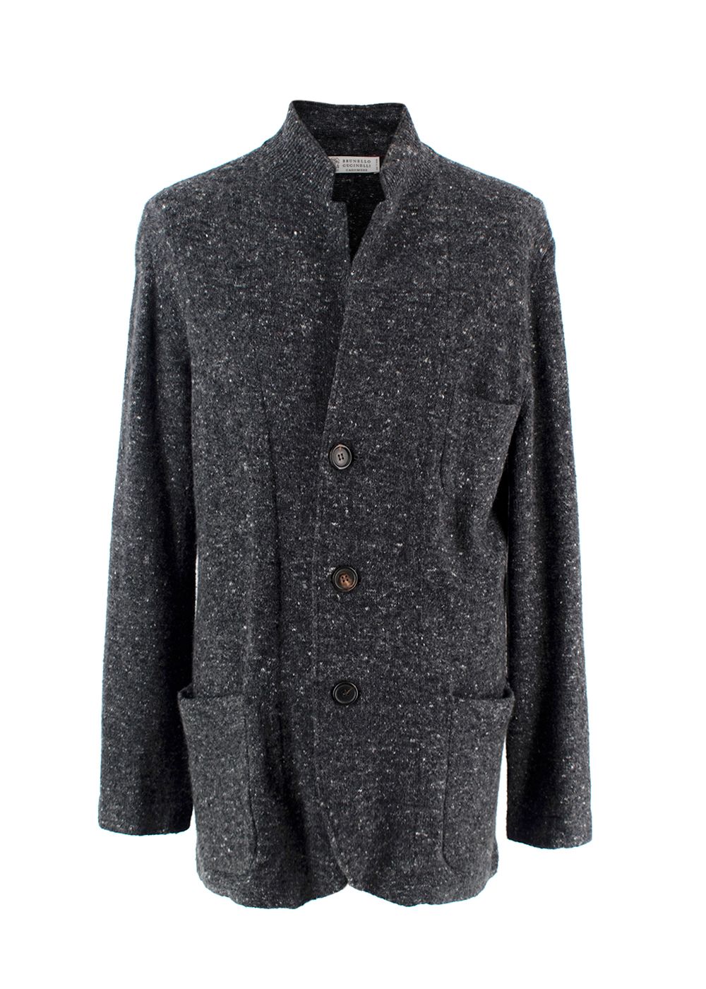 Men's Brunello Cucinelli Grey Speckled Cashmere Blend Jacket Size L wool/cashmere/polyester