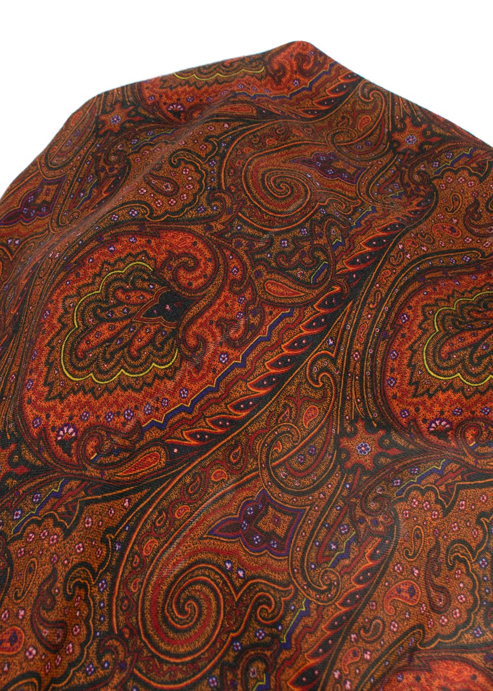 Preowned Etro Cashmere Blend Paisley Print Scarf Orange polyester