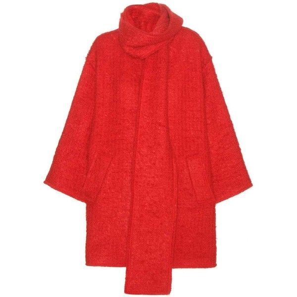 Preowned Dolce  Gabbana Red Mohair Blend Scarf Coat Size M wool/mohair/polyamide