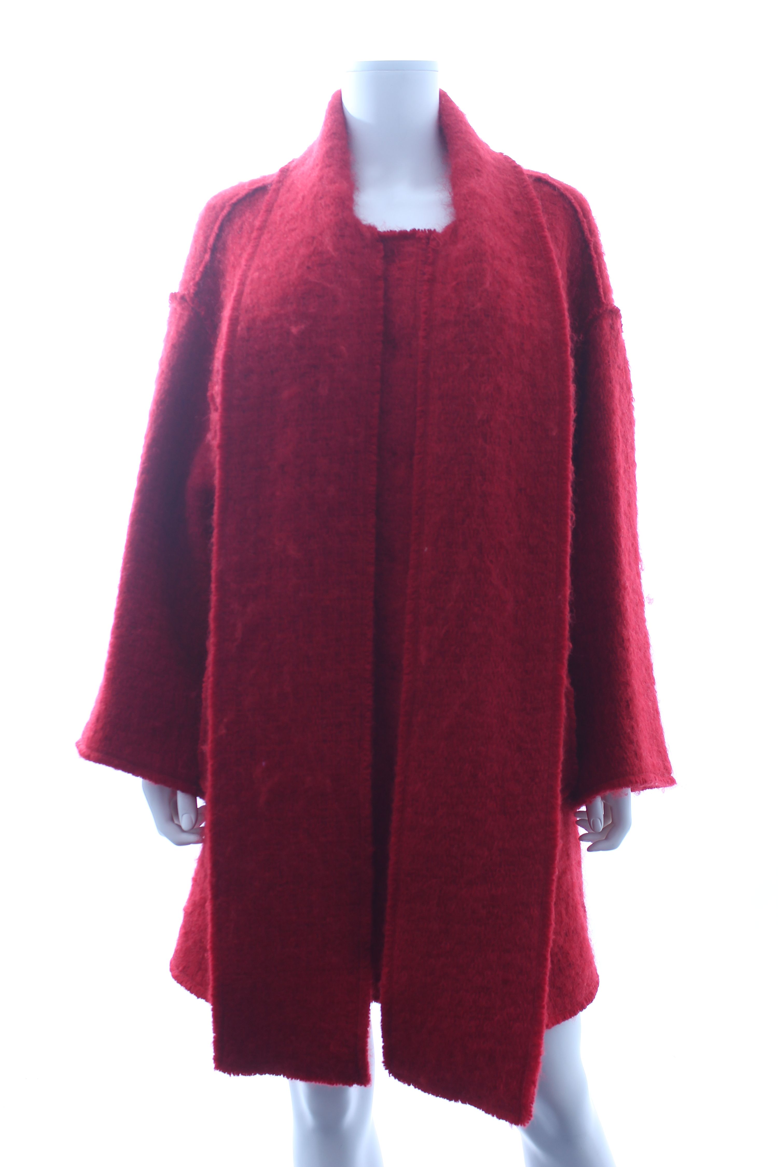 Preowned Dolce  Gabbana Red Mohair Blend Scarf Coat Size M wool/mohair/polyamide