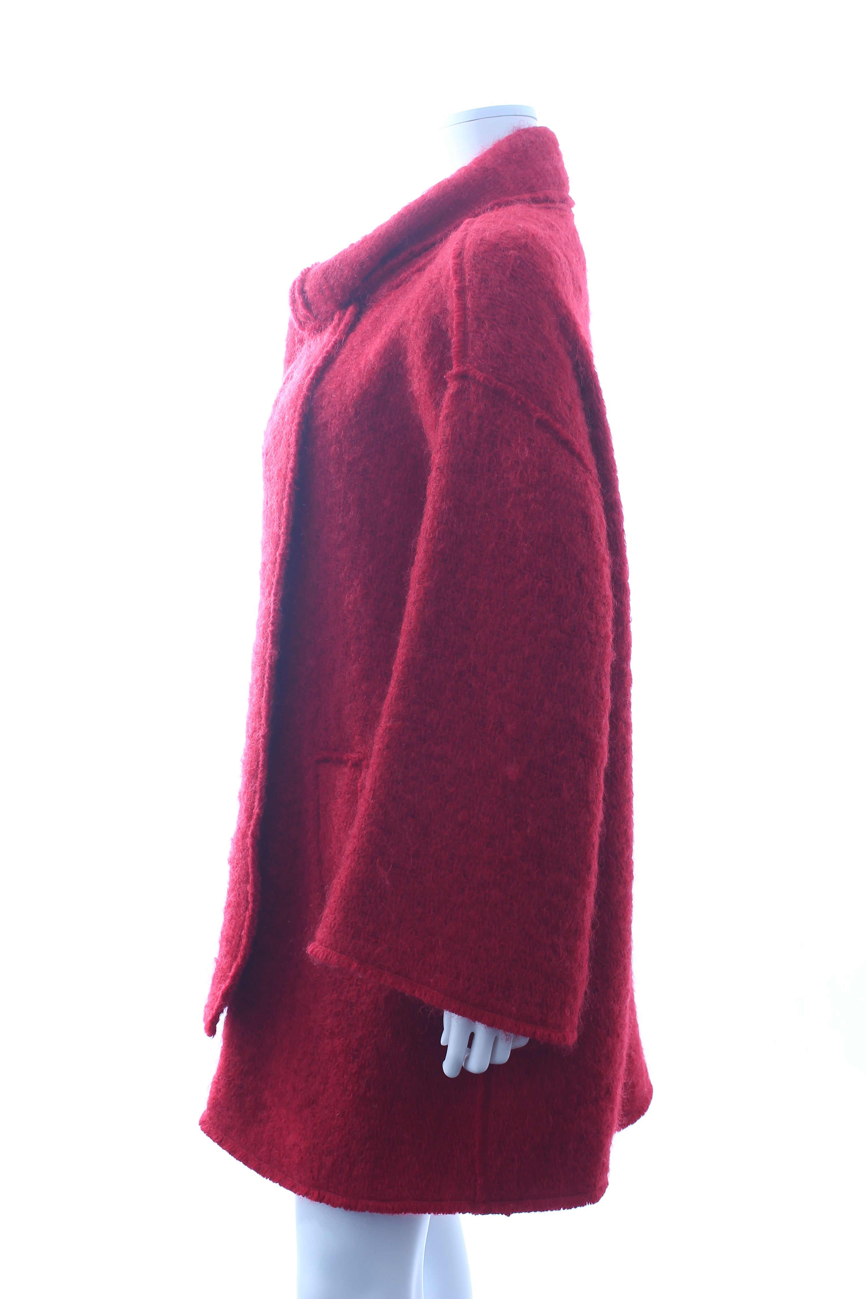 Preowned Dolce  Gabbana Red Mohair Blend Scarf Coat Size M wool/mohair/polyamide