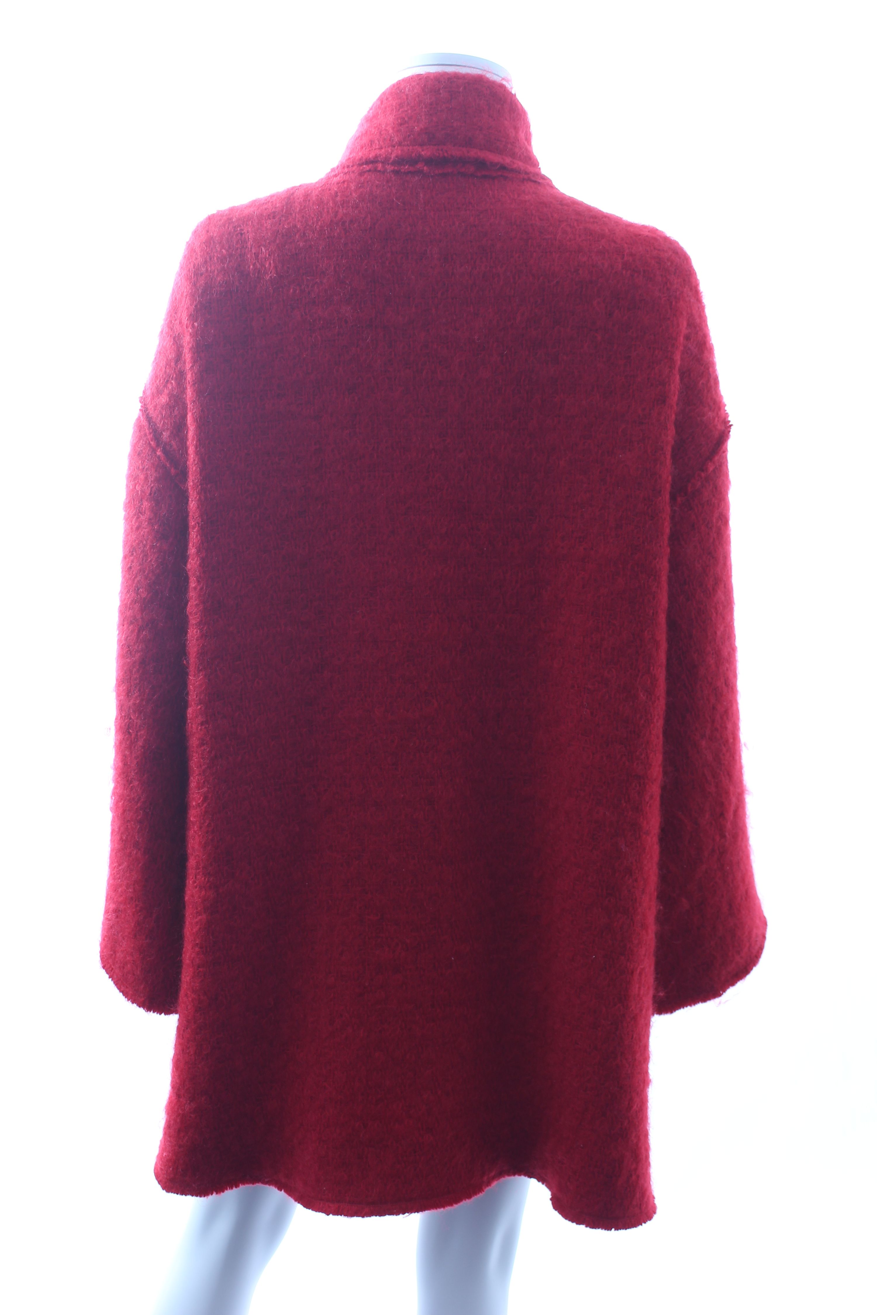 Preowned Dolce  Gabbana Red Mohair Blend Scarf Coat Size M wool/mohair/polyamide