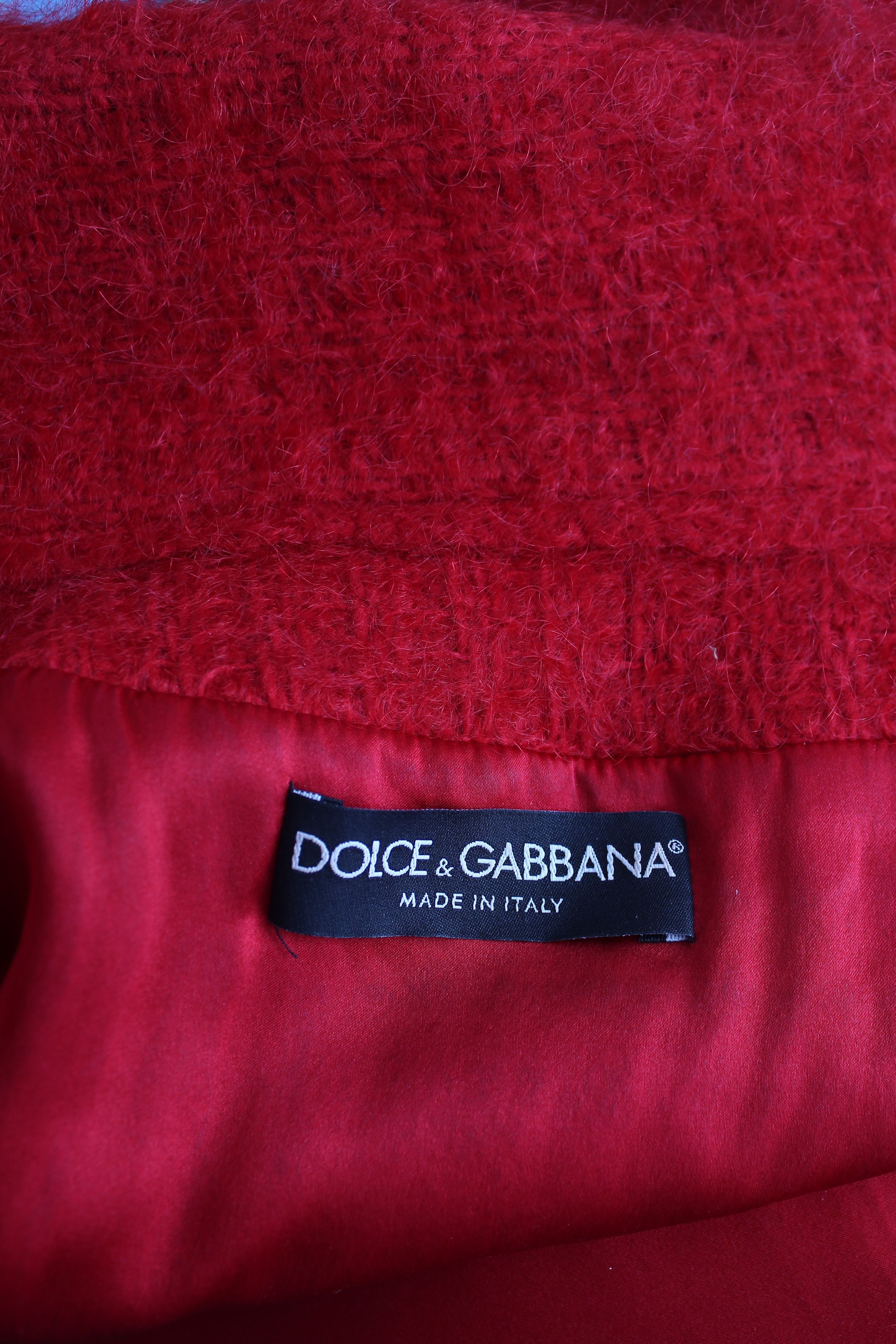 Preowned Dolce  Gabbana Red Mohair Blend Scarf Coat Size M wool/mohair/polyamide