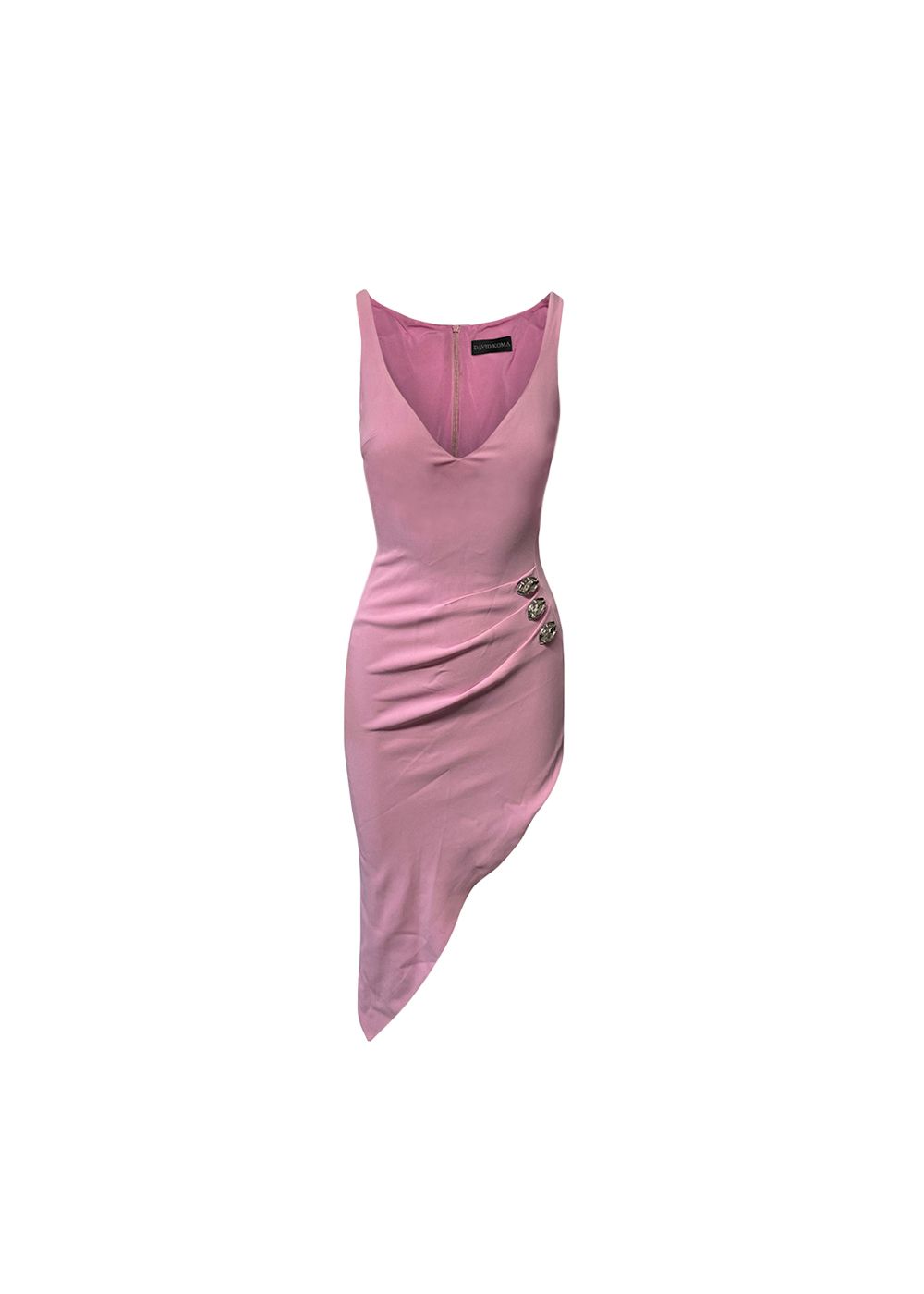 Preowned David Koma Pink crepe asymmetric cocktail dress Size XXS cellulose fibre/acetate