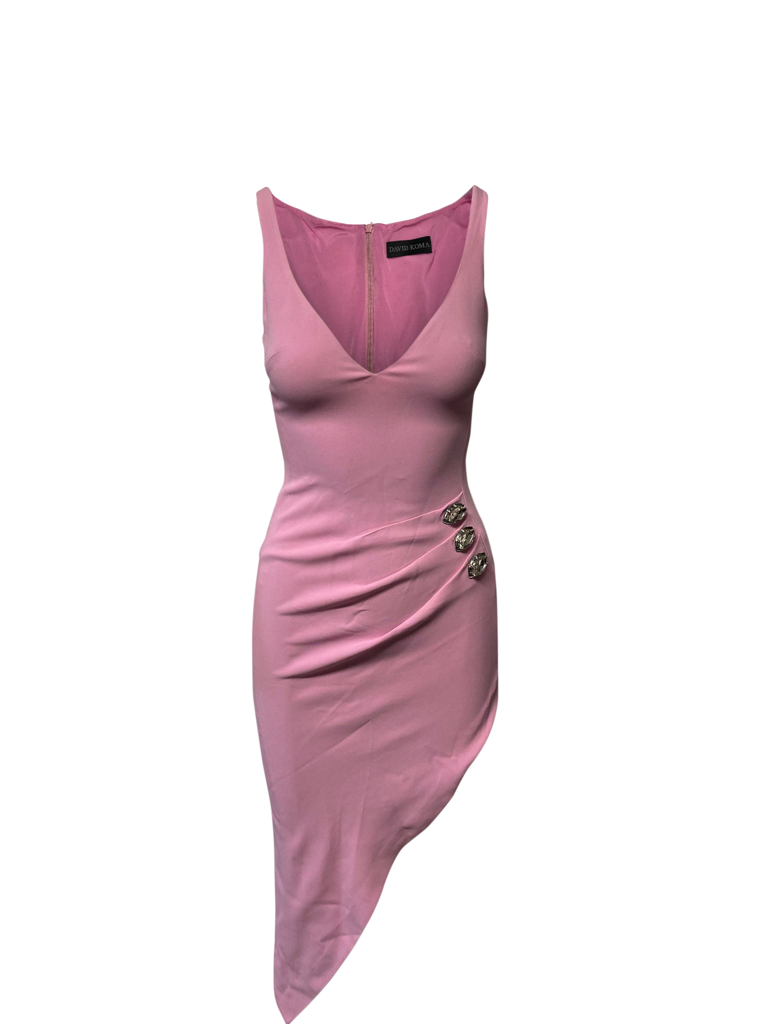 Preowned David Koma Pink crepe asymmetric cocktail dress Size XXS cellulose fibre/acetate