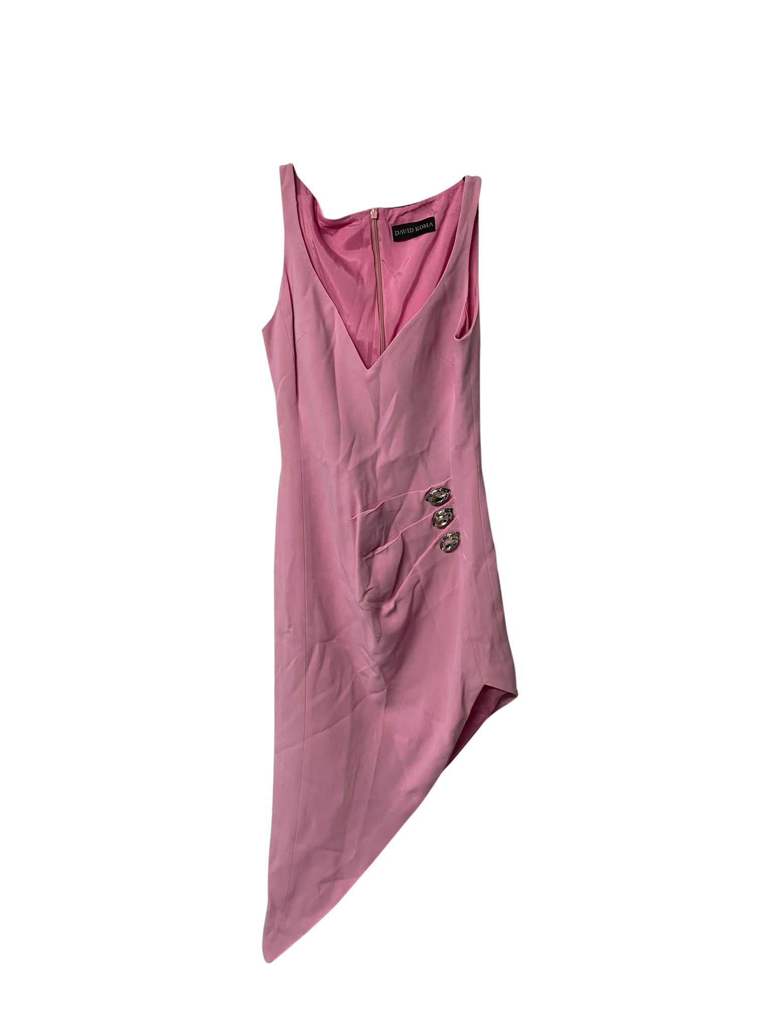 Preowned David Koma Pink crepe asymmetric cocktail dress Size XXS cellulose fibre/acetate