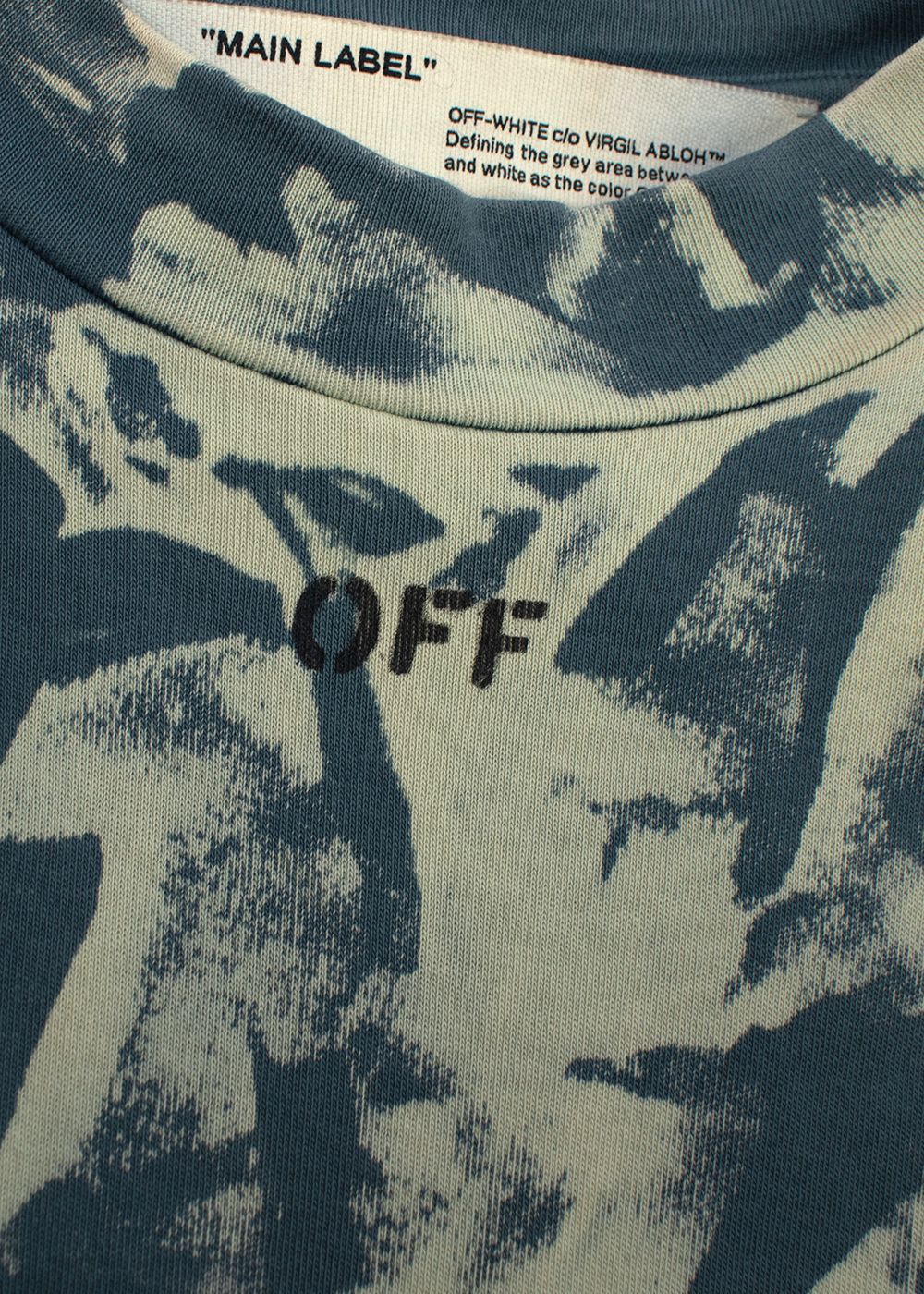 Off-White Tie-Dye Cotton Mockneck Tee Size S Sea green / Lime green