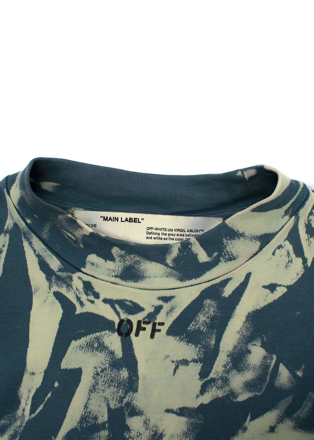 Off-White Tie-Dye Cotton Mockneck Tee Size S Sea green / Lime green