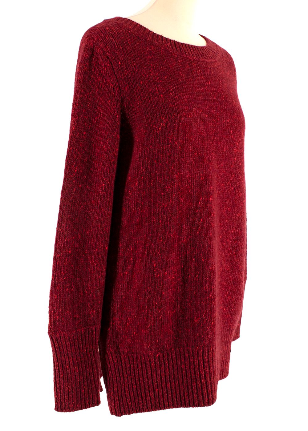 Preowned Akris Red Zip Hem Melange Cashmere Jumper Size XS