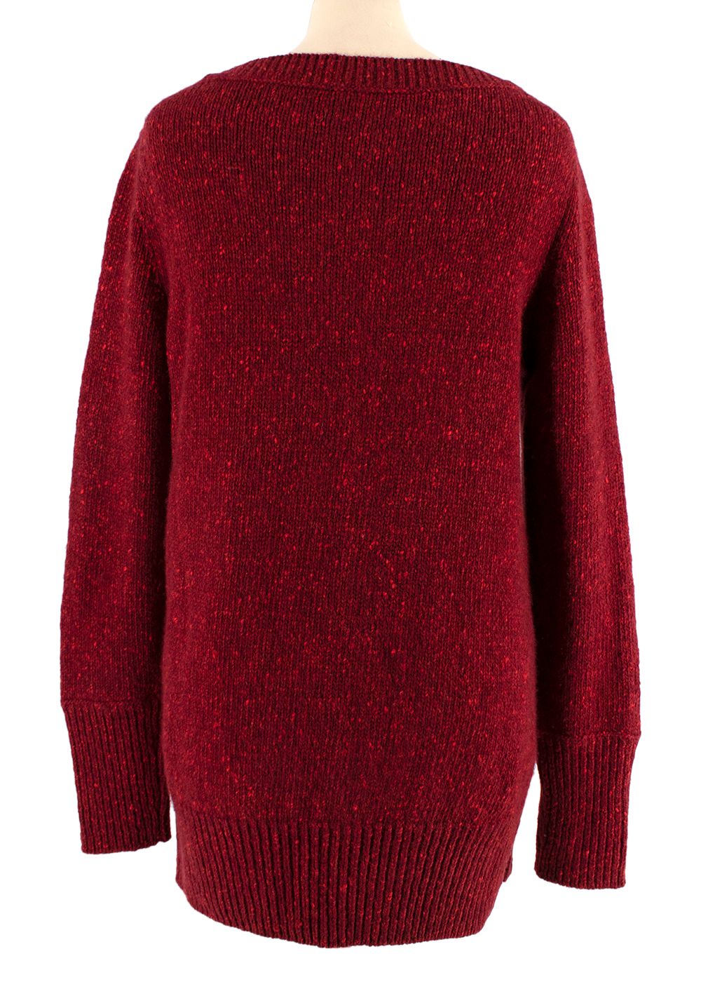 Preowned Akris Red Zip Hem Melange Cashmere Jumper Size XS