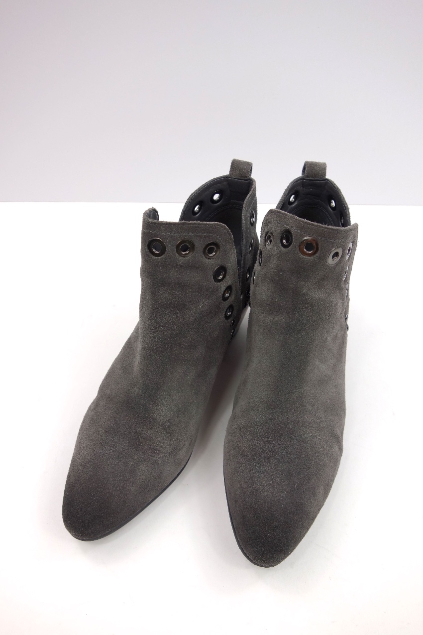 Preowned Sam Edelman Suede Eyelet Detail Rubin Boots Size 37 Grey