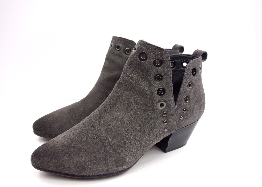 Preowned Sam Edelman Suede Eyelet Detail Rubin Boots Size 37 Grey