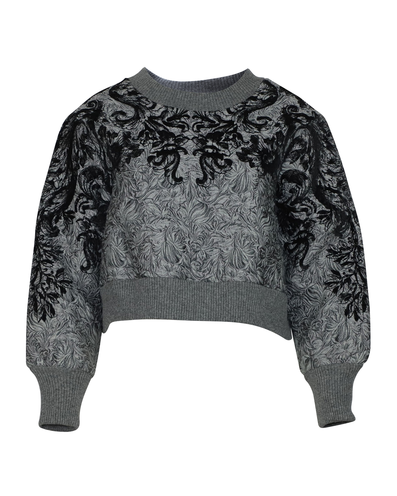 Preowned Dolce  Gabbana Grey Embroidered Crew Neck Sweatshirt Size XS polyester