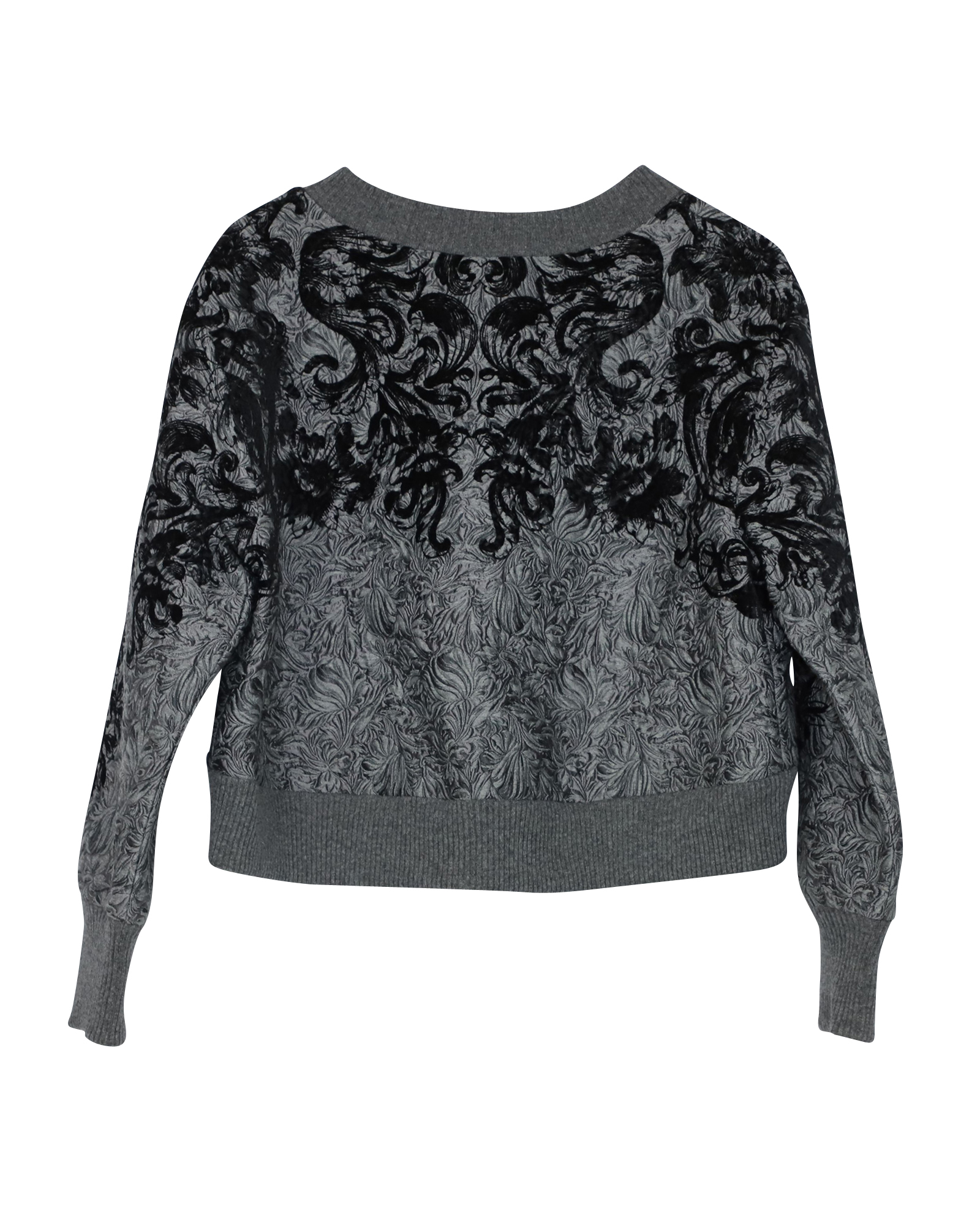 Preowned Dolce  Gabbana Grey Embroidered Crew Neck Sweatshirt Size XS polyester