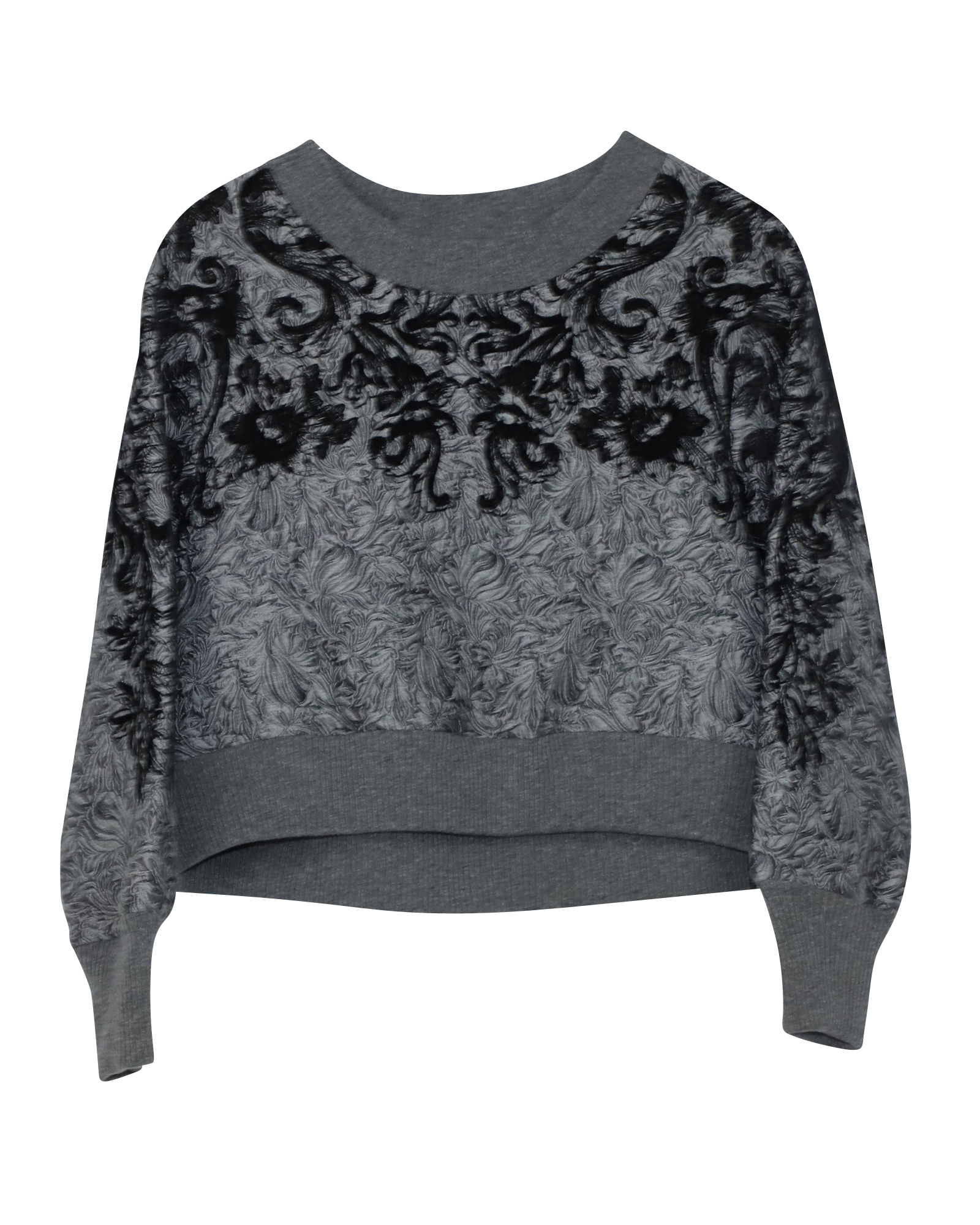 Preowned Dolce  Gabbana Grey Embroidered Crew Neck Sweatshirt Size XS polyester