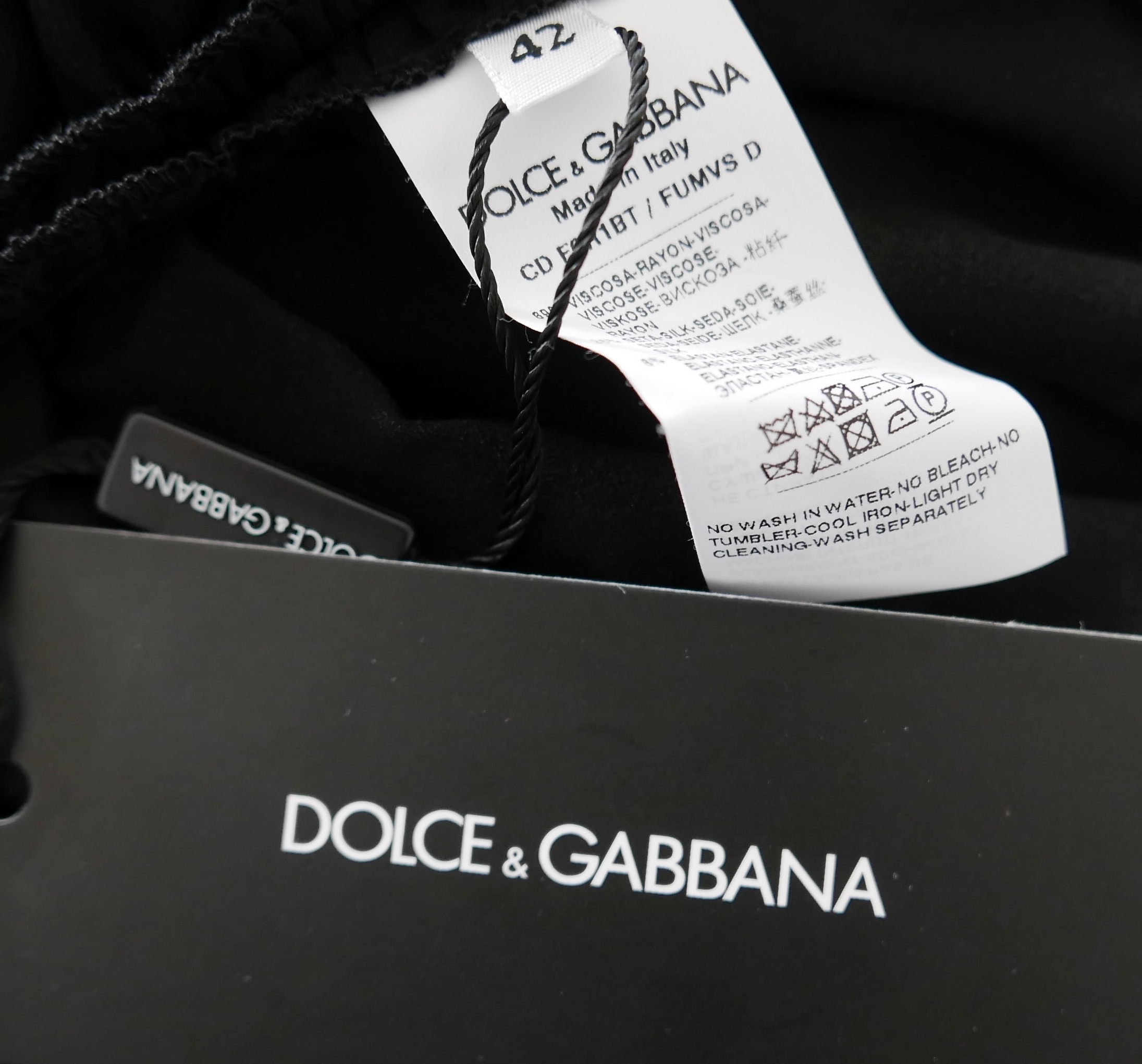 Dolce  Gabbana Black Ruched Square Neckline Midi Dress Size M viscose mix