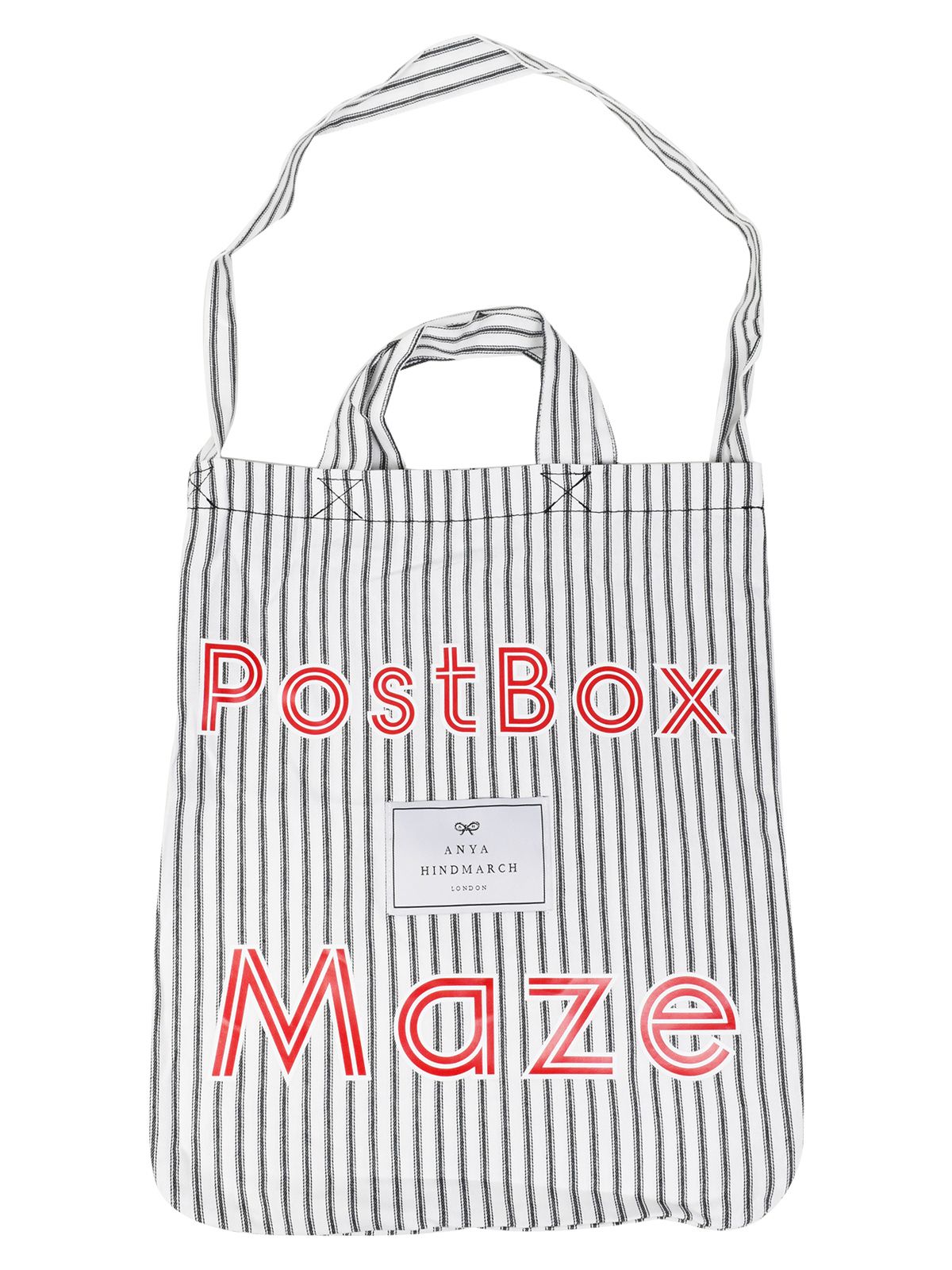 Anya Hindmarch PostBox Maze Striped Tote White cotton