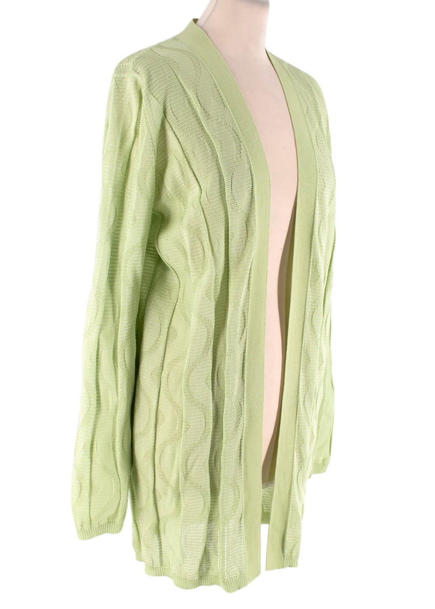 M Missoni Light Green Linear Rib Knit Cardigan Size M